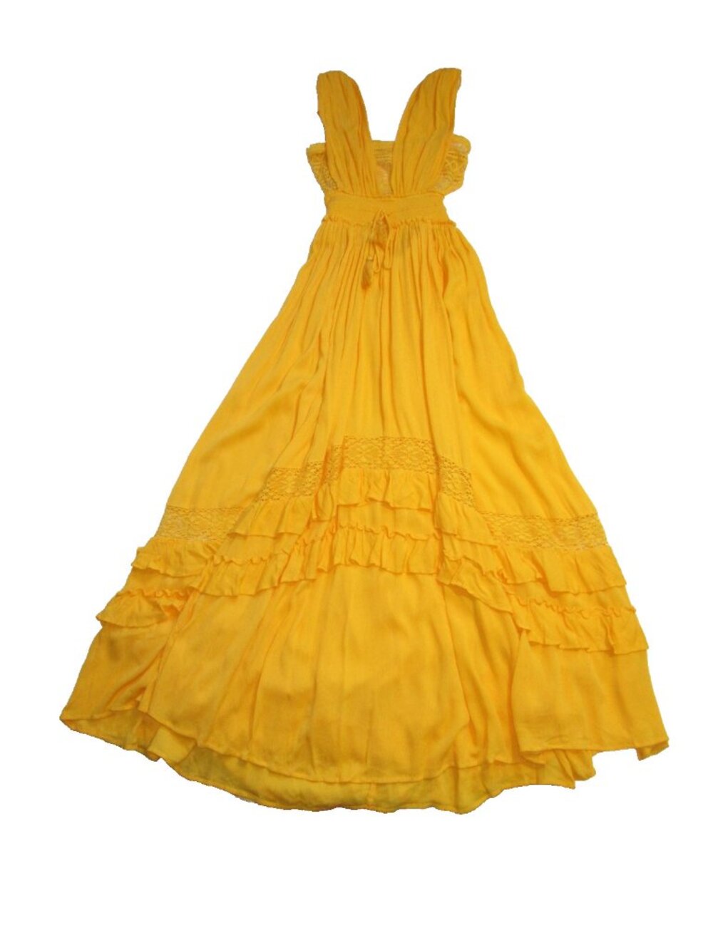 NWT Free People Santa Maria Maxi in Citrus Ave Orange Crochet Lace Trim Dress S - Picture 5 of 8